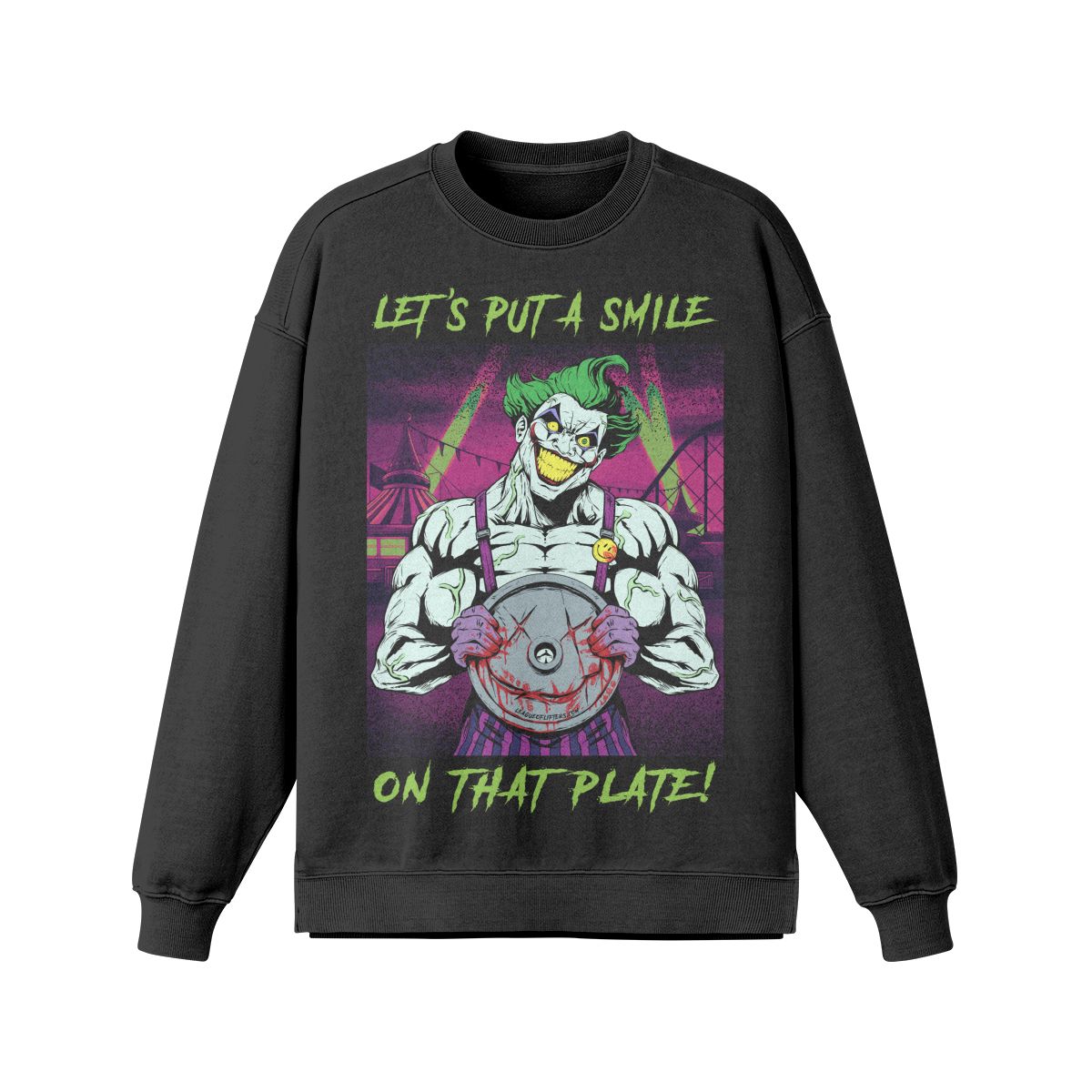 SMILE ON THAT PLATE- Oversized Long Sleeve Sweatshirt-Faded Black-League of Lifters