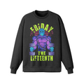FRIDAY THE LIFTEENTH (RETRO)- Oversized Long Sleeve Sweatshirt-Faded Black-League of Lifters