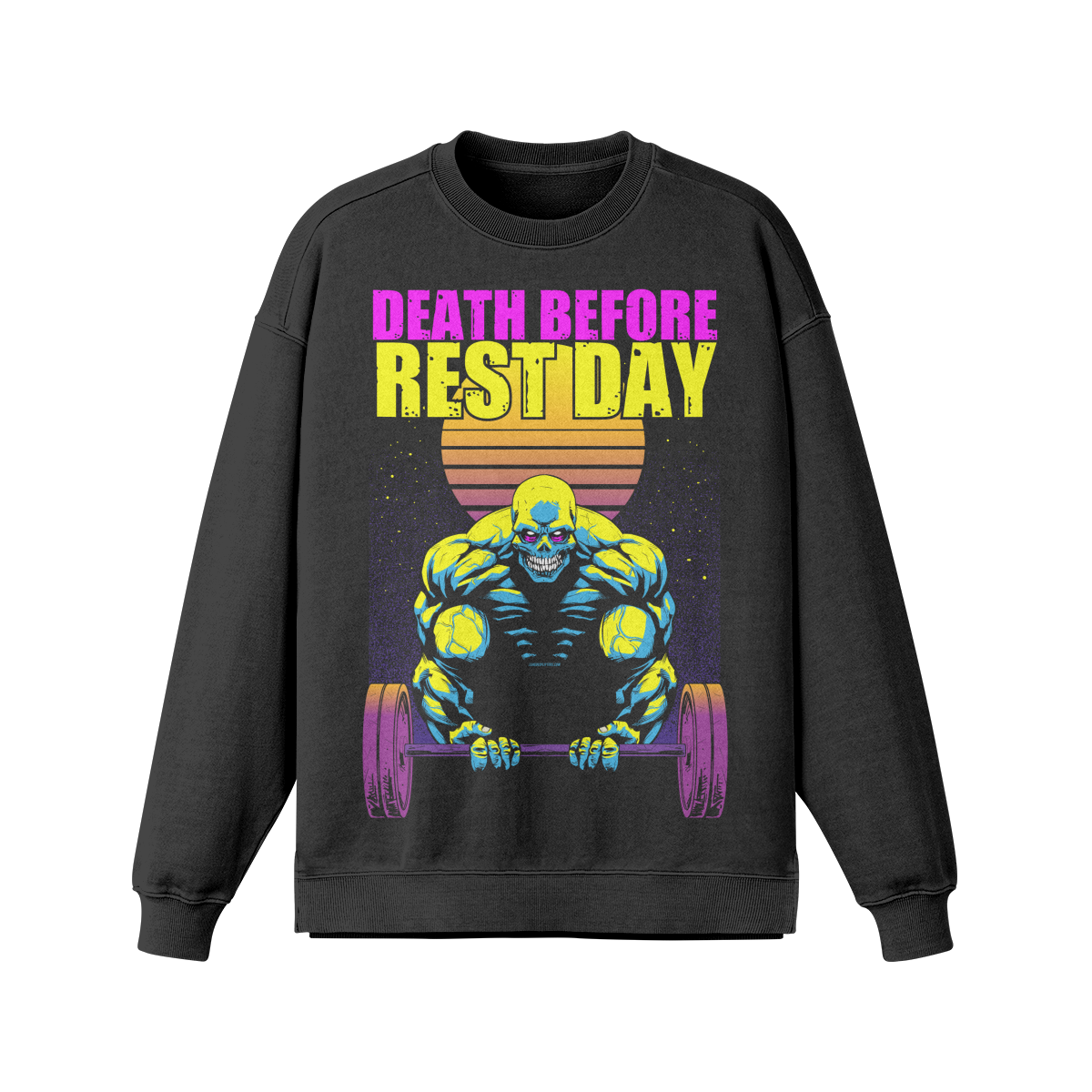 DEATH BEFORE REST DAY- Oversized Long Sleeve Sweatshirt-Faded Black-League of Lifters
