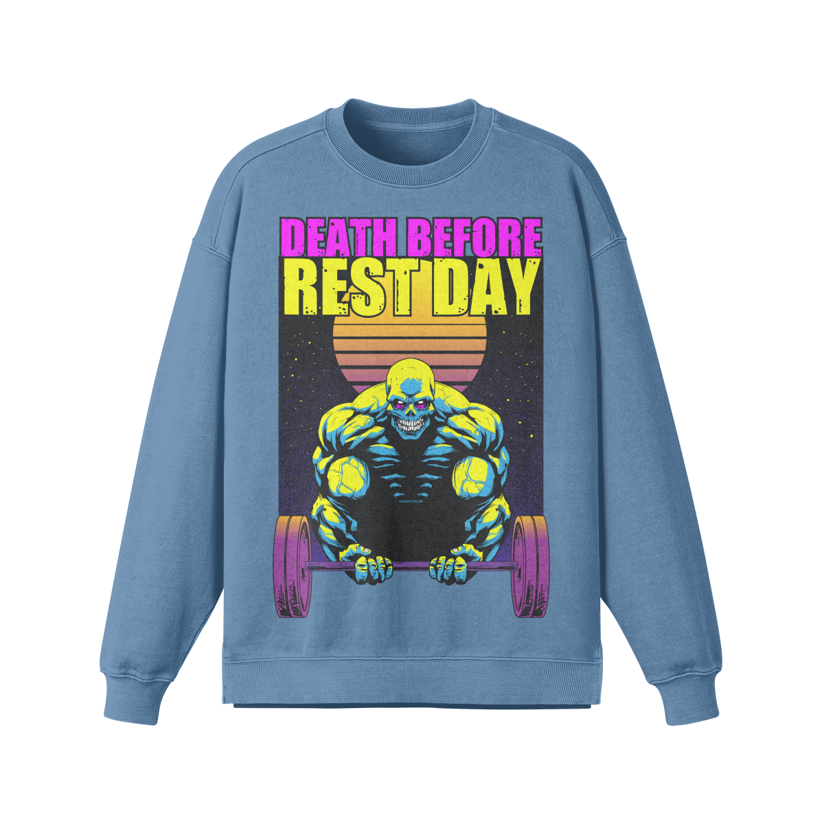 DEATH BEFORE REST DAY- Oversized Long Sleeve Sweatshirt-Slate Blue-League of Lifters
