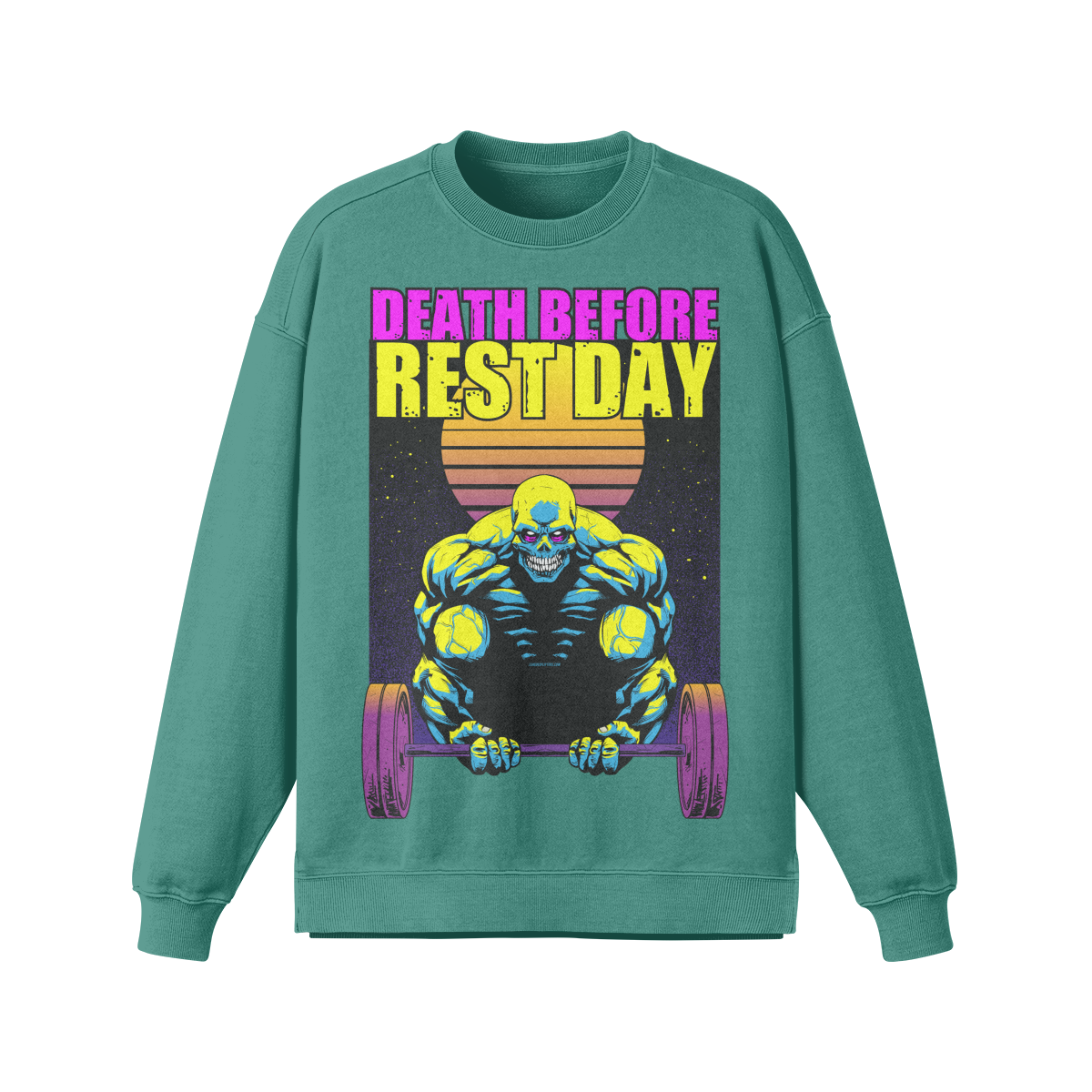 DEATH BEFORE REST DAY- Oversized Long Sleeve Sweatshirt-Wintergreen Dream-League of Lifters