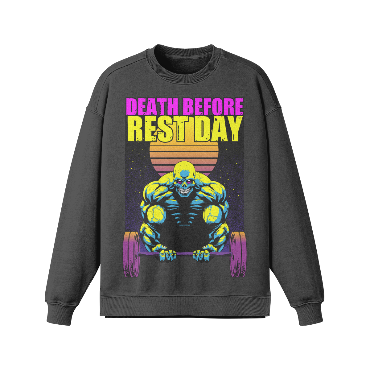 DEATH BEFORE REST DAY- Oversized Long Sleeve Sweatshirt-Eclipse Gray-League of Lifters