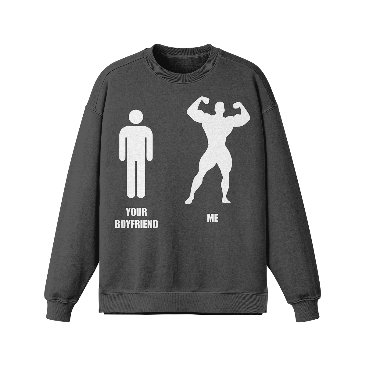 YOUR BOYFRIEND VS ME- Oversized Long Sleeve Sweatshirt-Eclipse Gray-League of Lifters