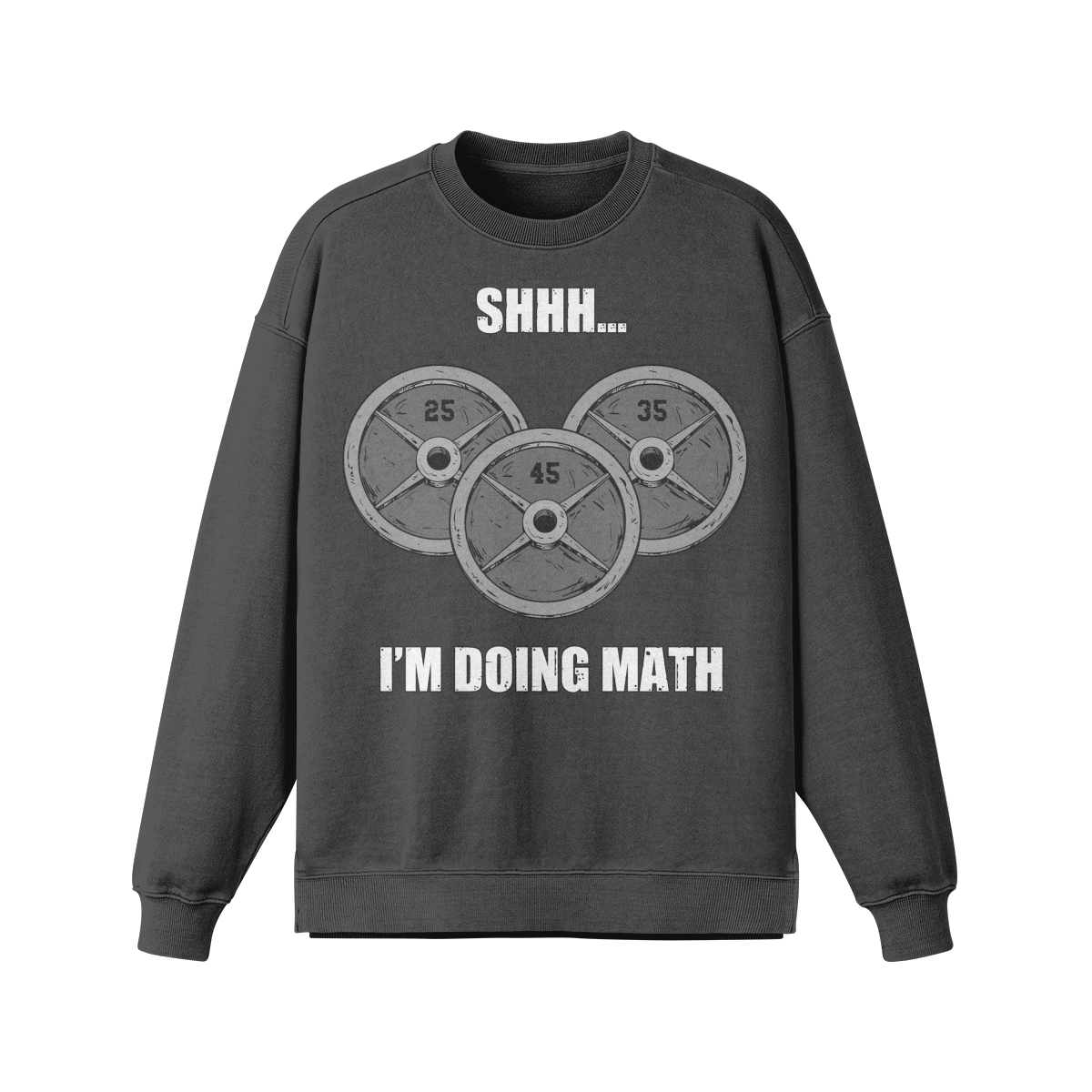 SHHH...I'M DOING MATH- Oversized Long Sleeve Sweatshirt-Eclipse Gray-League of Lifters
