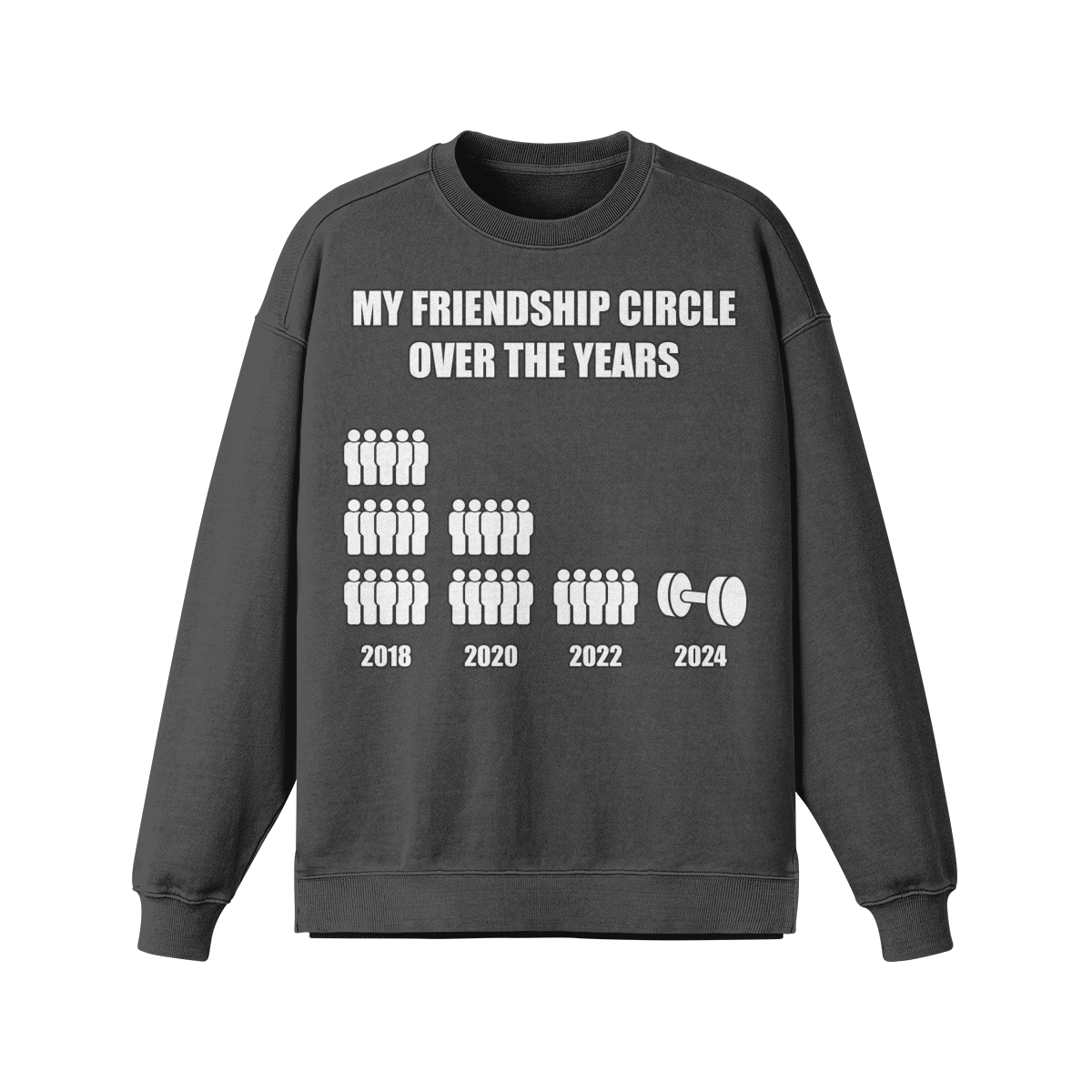 FRIENDSHIP CIRCLE- Oversized Long Sleeve Sweatshirt-Eclipse Gray-League of Lifters