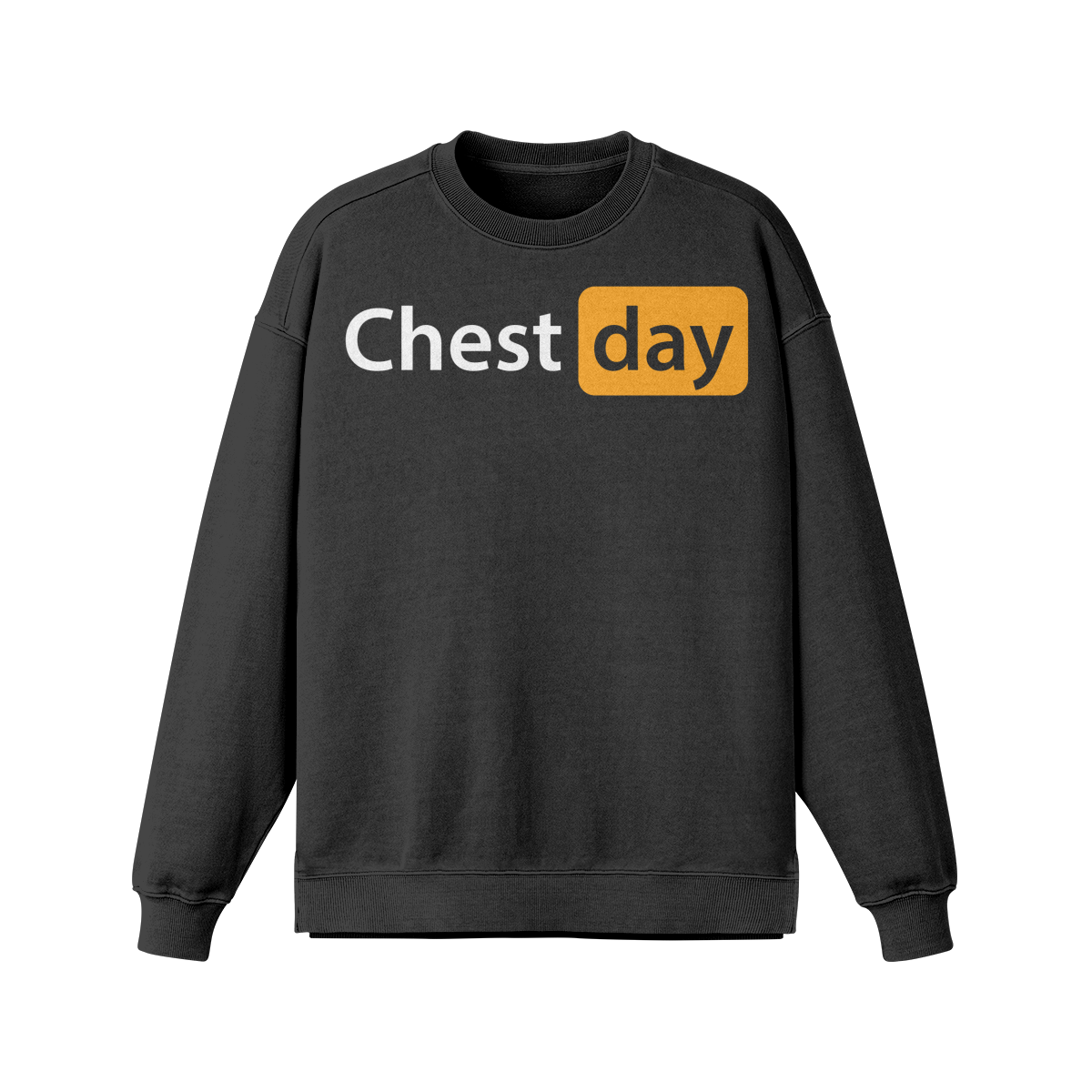 CHEST DAY- Oversized Long Sleeve Sweatshirt-Faded Black-League of Lifters