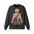 REPS FOR JESUS- Oversized Long Sleeve Sweatshirt-Faded Black-League of Lifters