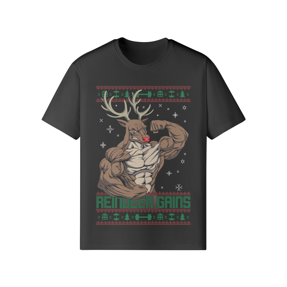 REINDEER GAINS- Classic T-Shirt-Black-League of Lifters