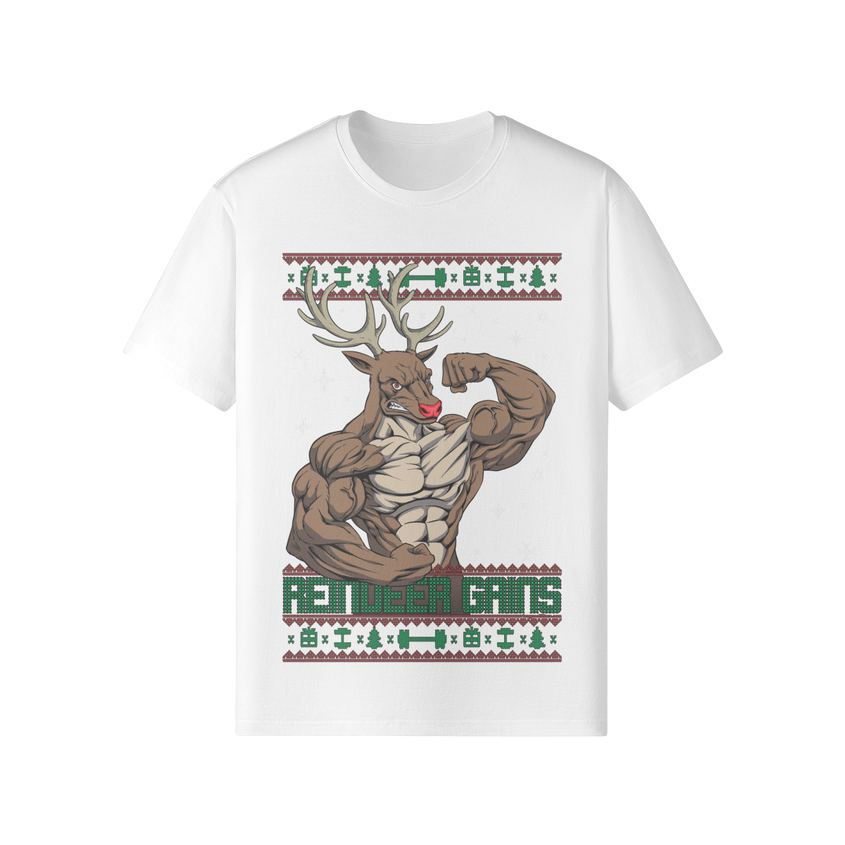 REINDEER GAINS- Classic T-Shirt-White-League of Lifters