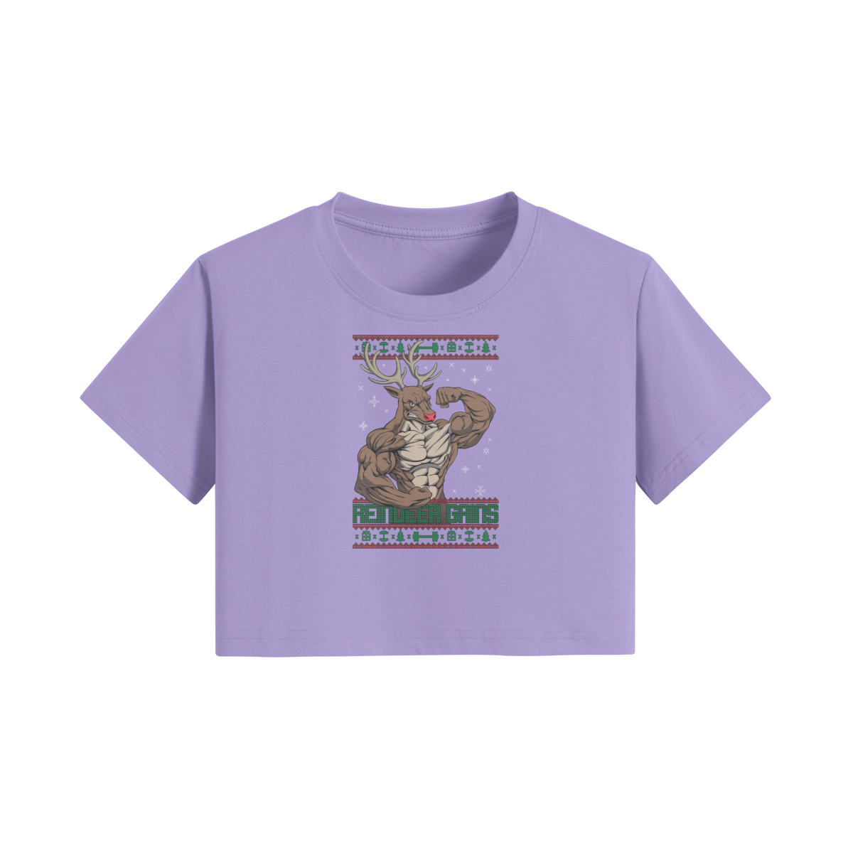 REINDEER GAINS- Womens Crop Top-Lavender-League of Lifters