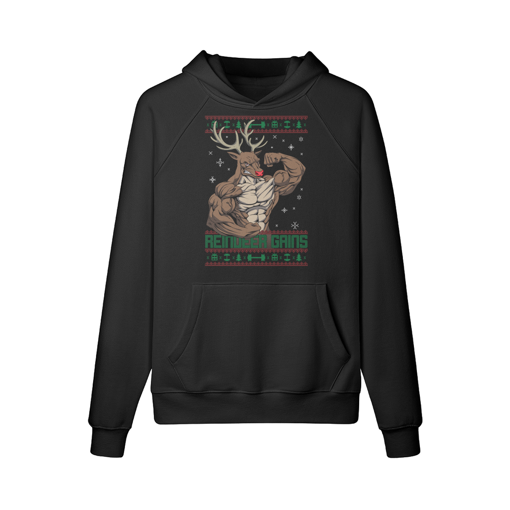REINDEER GAINS- Hoodie-Black-League of Lifters