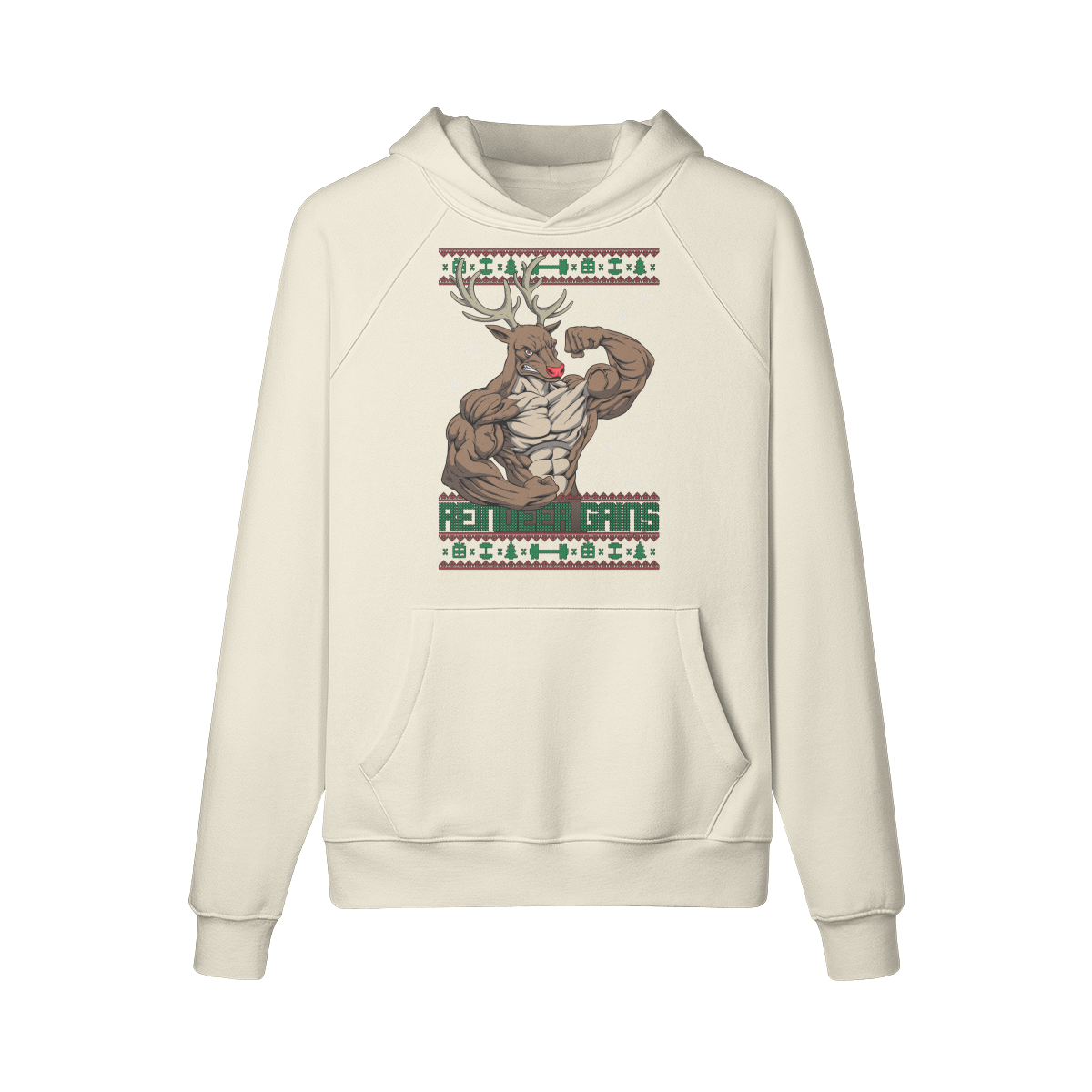 REINDEER GAINS- Hoodie-Rice Apricot-League of Lifters