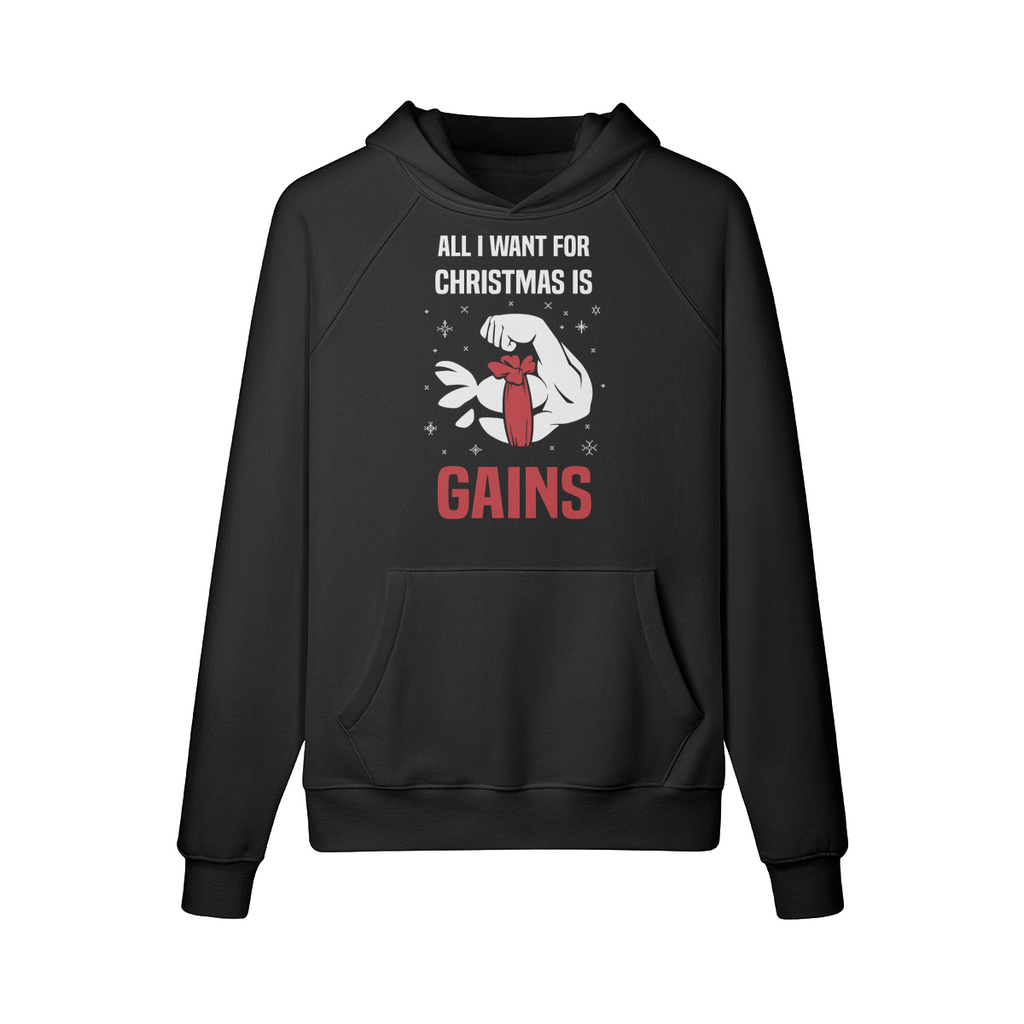 ALL I WANT FOR CHRISTMAS IS GAINS- Hoodie-Black-League of Lifters