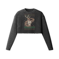 REINDEER GAINS- Womens Long Sleeve Crop Top-Faded Black-League of Lifters