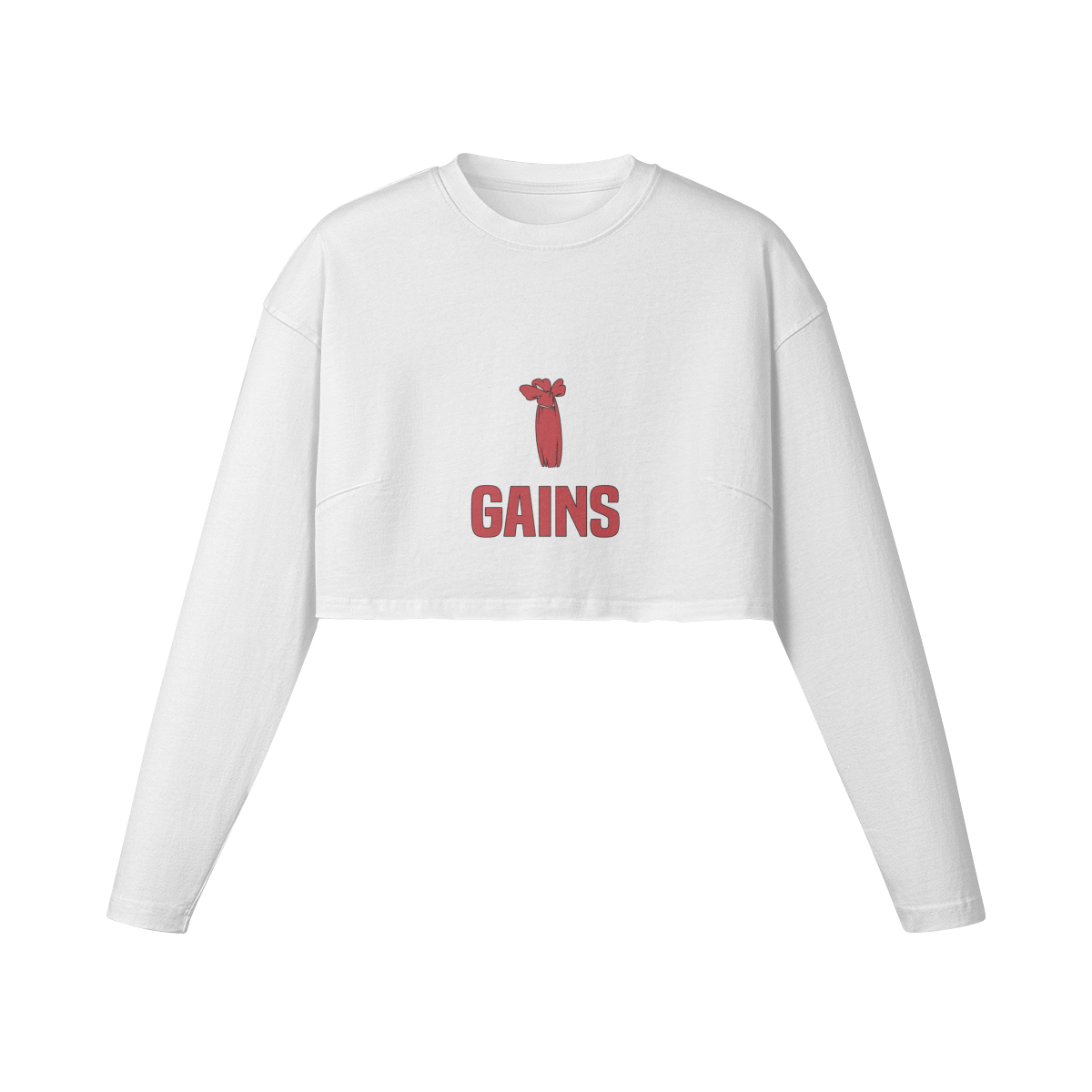 ALL I WANT FOR CHRISTMAS IS GAINS- Womens Long Sleeve Crop Top-White-League of Lifters