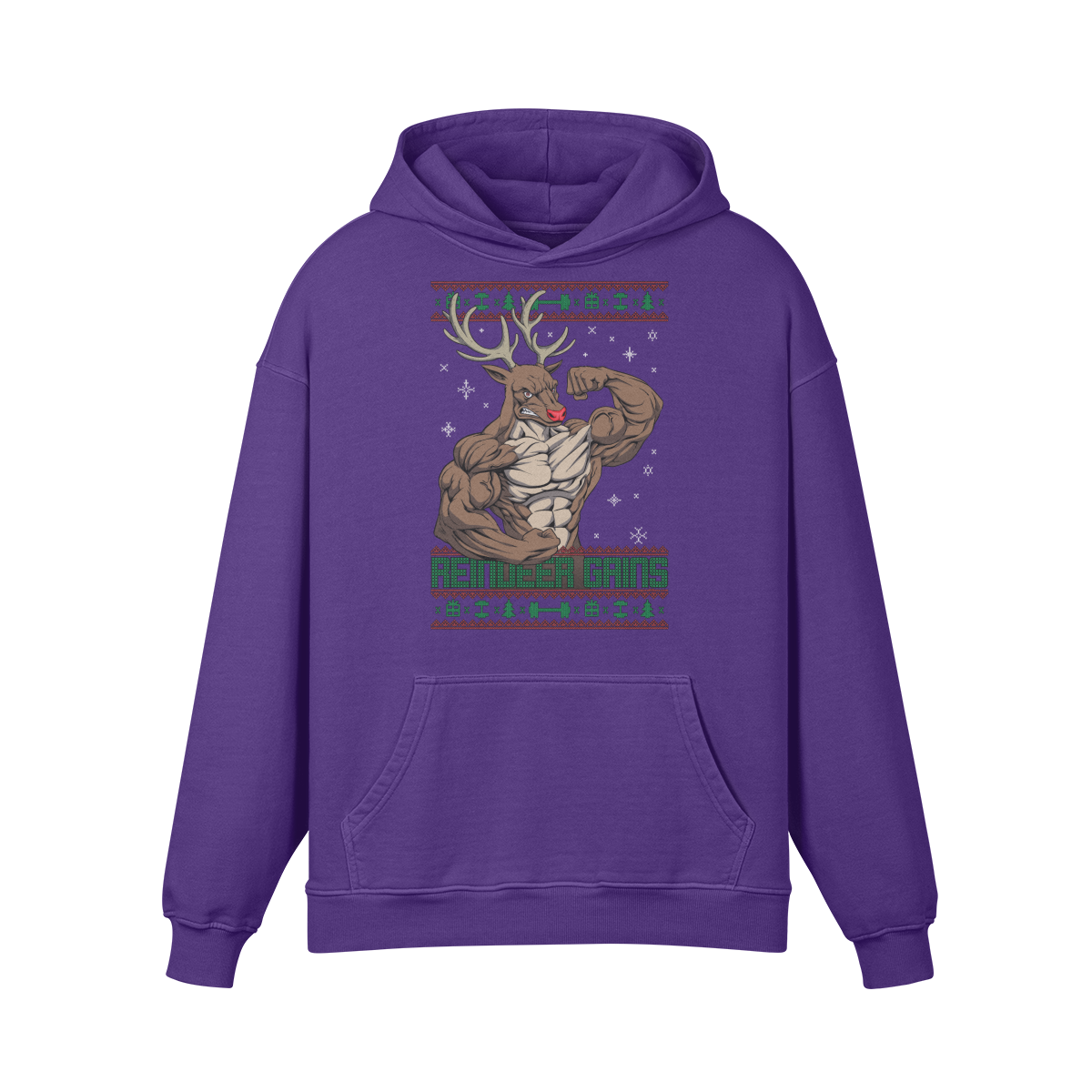 REINDEER GAINS- Oversized Hoodie-Purple Haze-League of Lifters