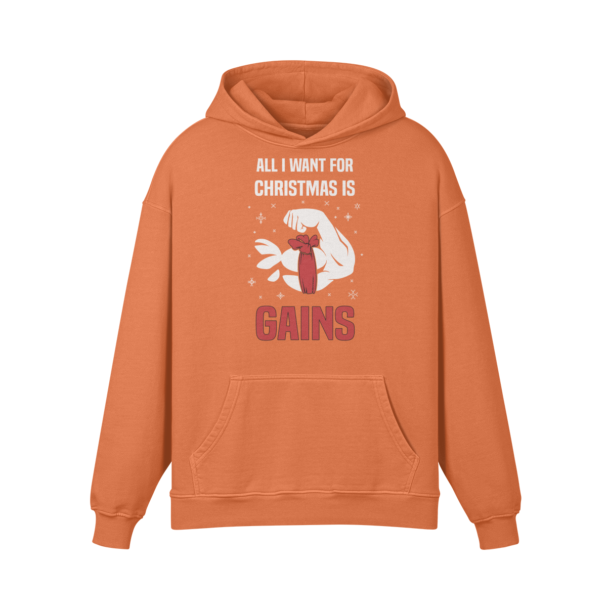 ALL I WANT FOR CHRISTMAS IS GAINS- Oversized Hoodie-Copper Red-League of Lifters