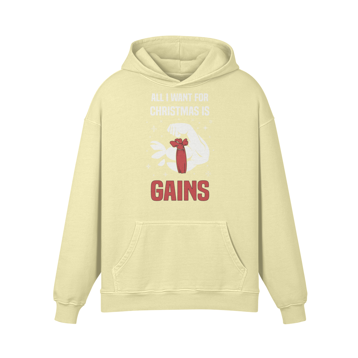 ALL I WANT FOR CHRISTMAS IS GAINS- Oversized Hoodie-Pale Spring Bud-League of Lifters