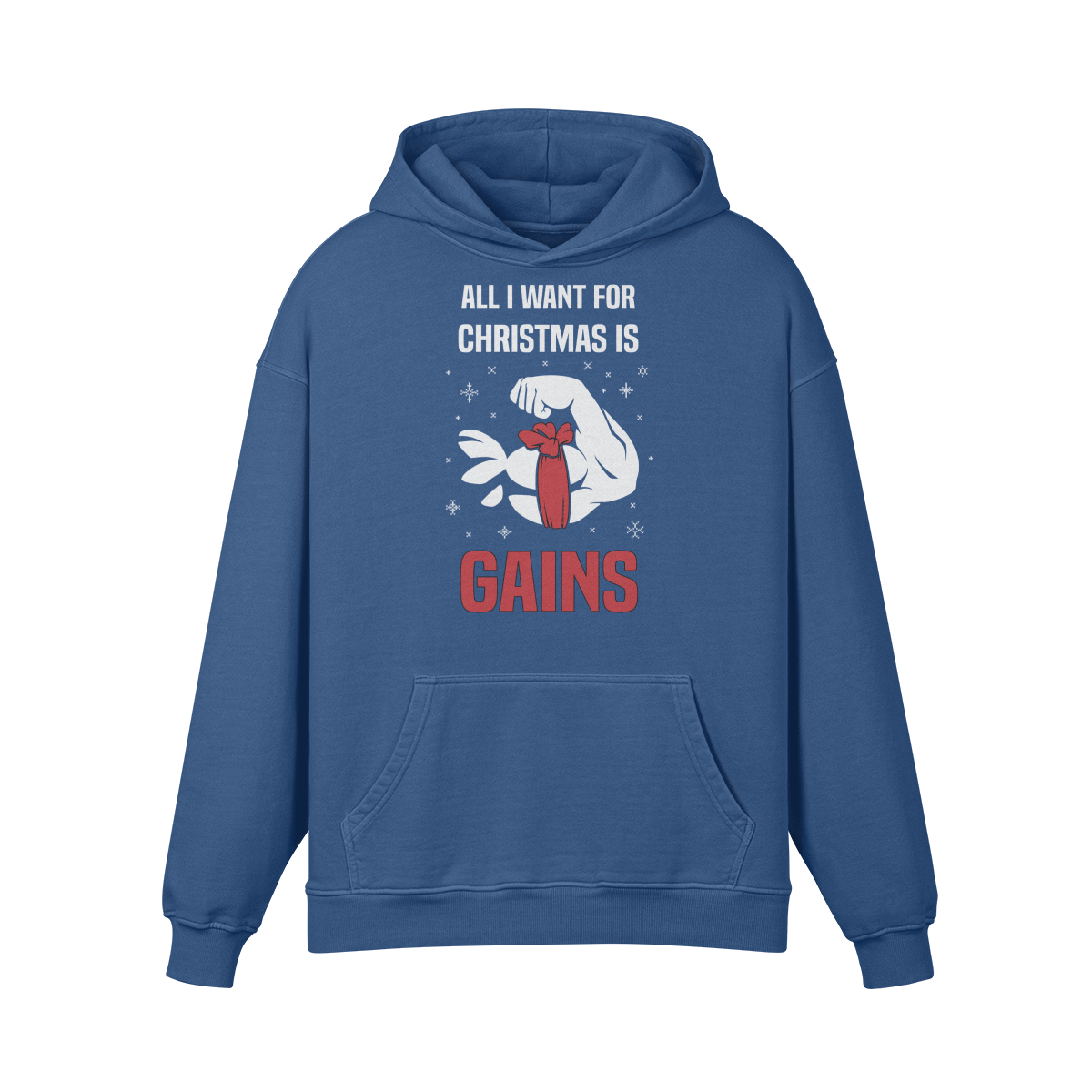 ALL I WANT FOR CHRISTMAS IS GAINS- Oversized Hoodie-Kashmir Blue-League of Lifters