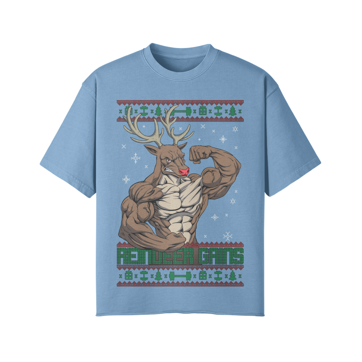 REINDEER GAINS- Pump Top-Medium Blue-League of Lifters