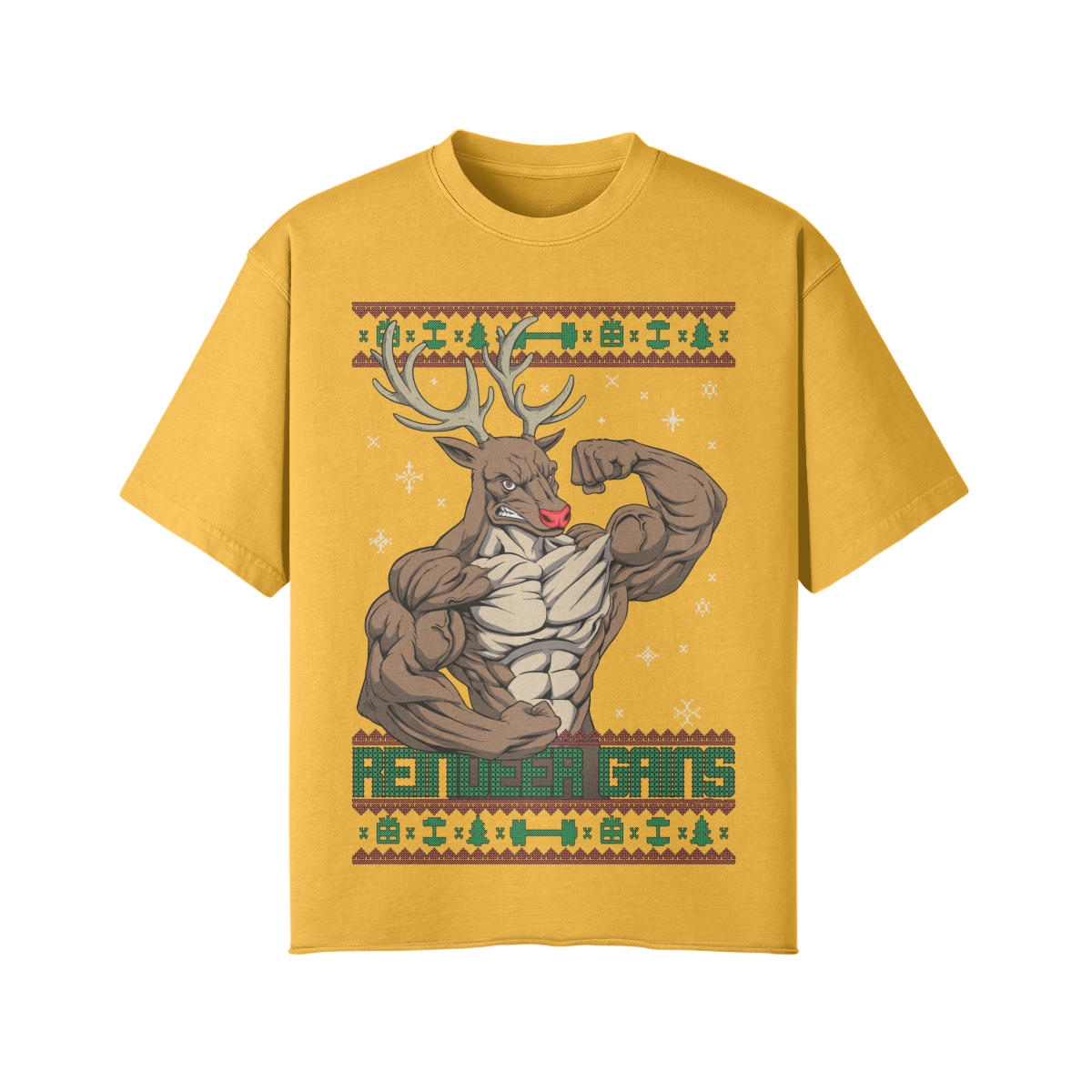 REINDEER GAINS- Pump Top-Vintage Yellow-League of Lifters