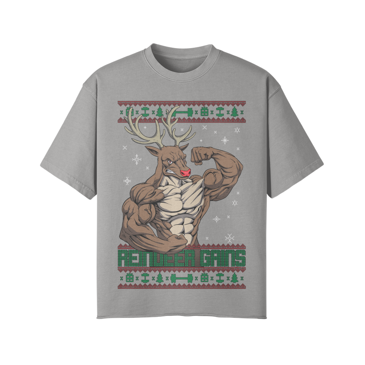 REINDEER GAINS- Pump Top-Light Gray-League of Lifters