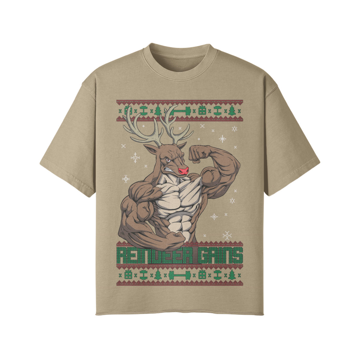REINDEER GAINS- Pump Top-Khaki-League of Lifters