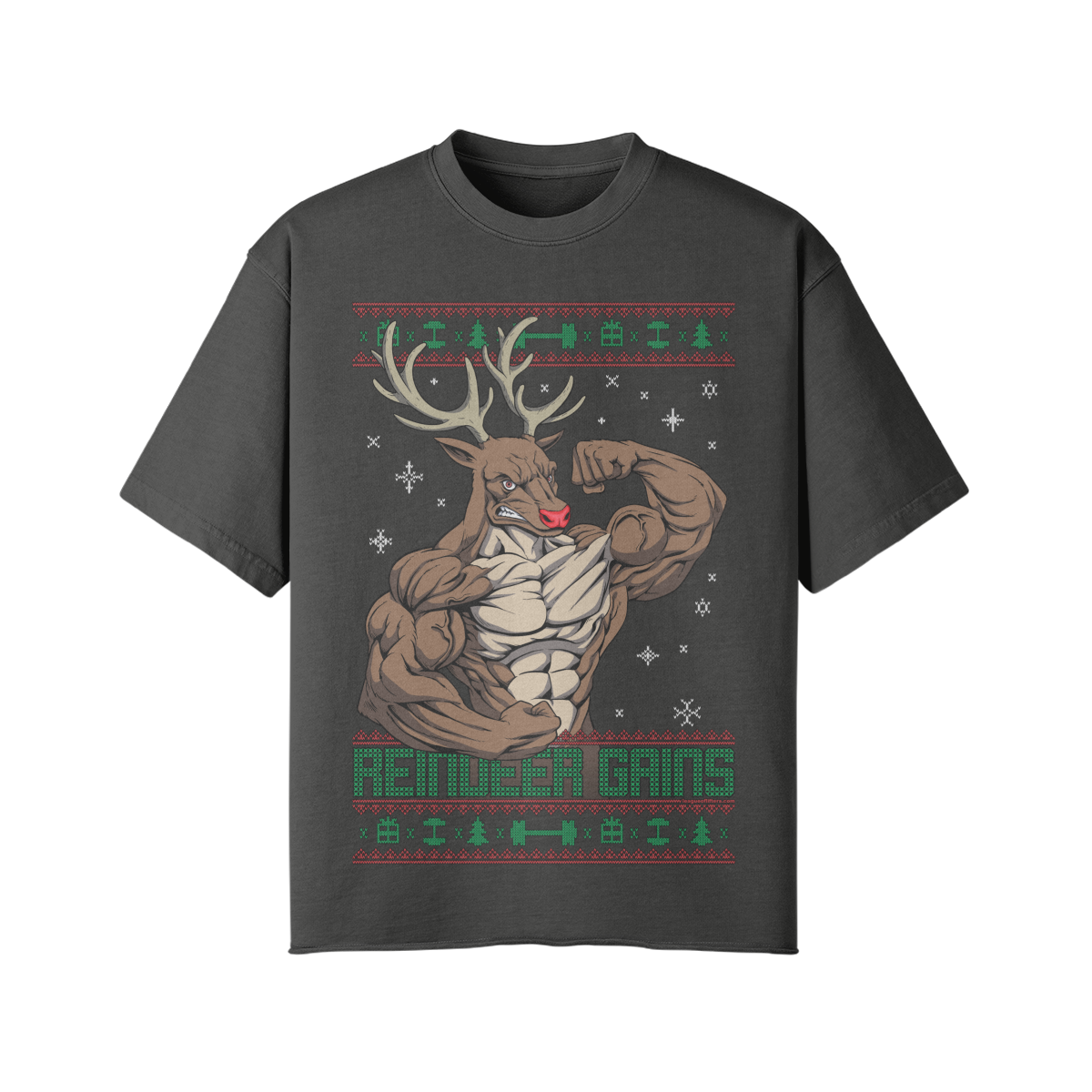 REINDEER GAINS- Pump Top-Dark Gray-League of Lifters