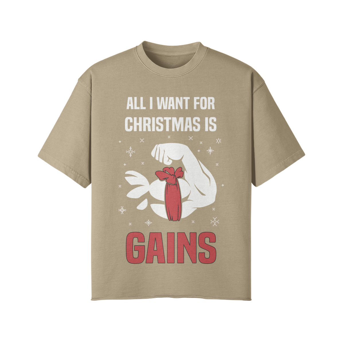 ALL I WANT FOR CHRISTMAS IS GAINS- Pump Top-Khaki-League of Lifters