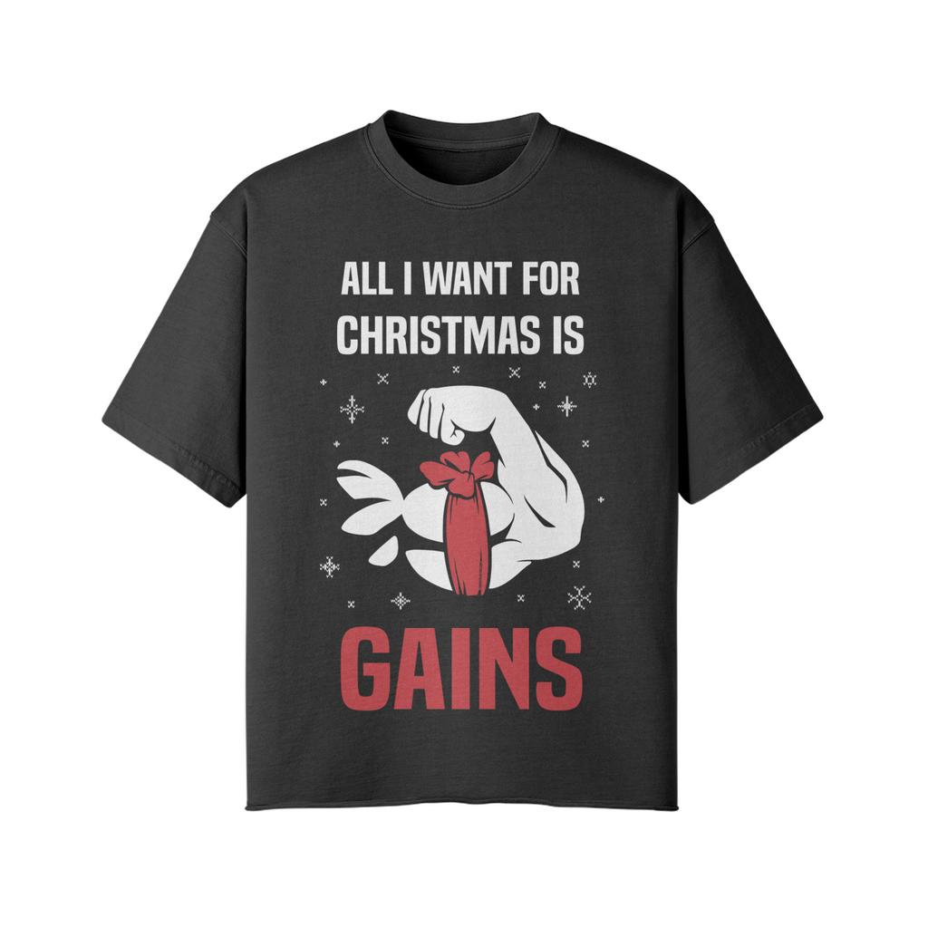 ALL I WANT FOR CHRISTMAS IS GAINS- Pump Top-Snow Wash-League of Lifters