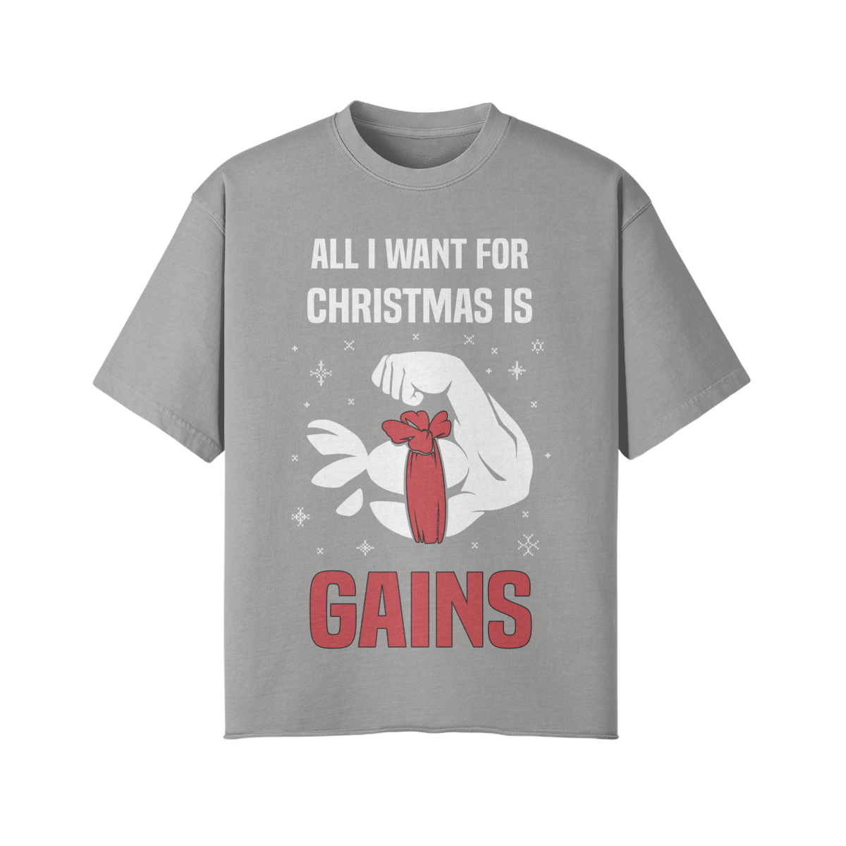 ALL I WANT FOR CHRISTMAS IS GAINS- Pump Top-Light Gray-League of Lifters