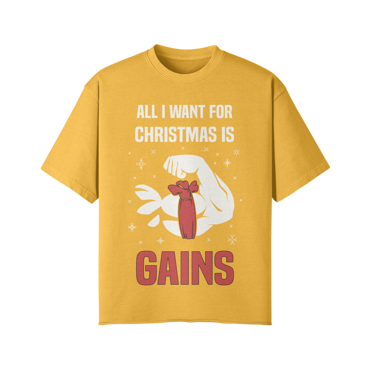 ALL I WANT FOR CHRISTMAS IS GAINS- Pump Top-Vintage Yellow-League of Lifters