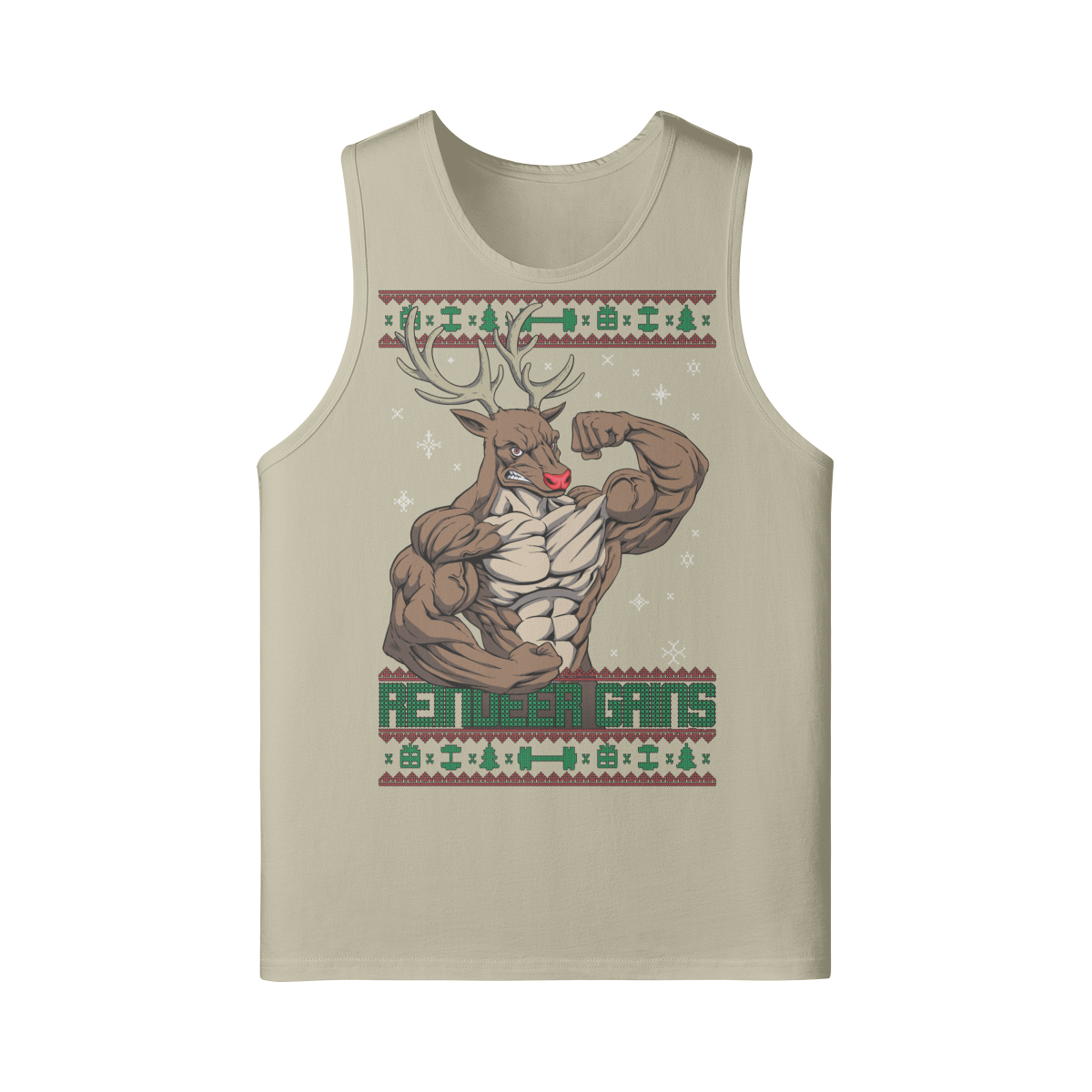 REINDEER GAINS- Tank Top-Rice Apricot-League of Lifters