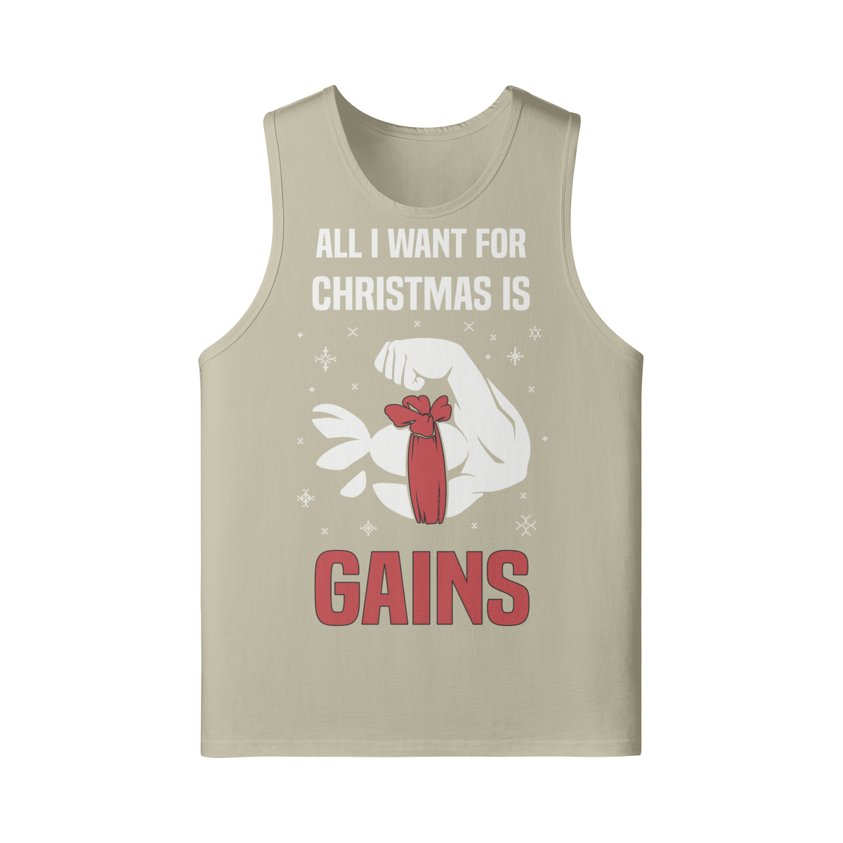 ALL I WANT FOR CHRISTMAS IS GAINS- Tank Top-Rice Apricot-League of Lifters