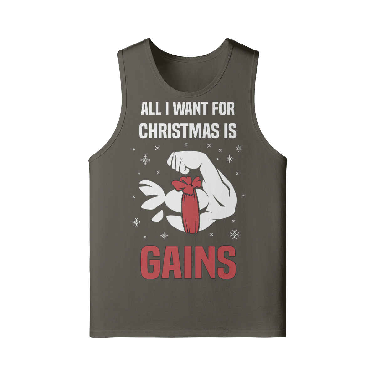 ALL I WANT FOR CHRISTMAS IS GAINS- Tank Top-Charcoal Grey-League of Lifters