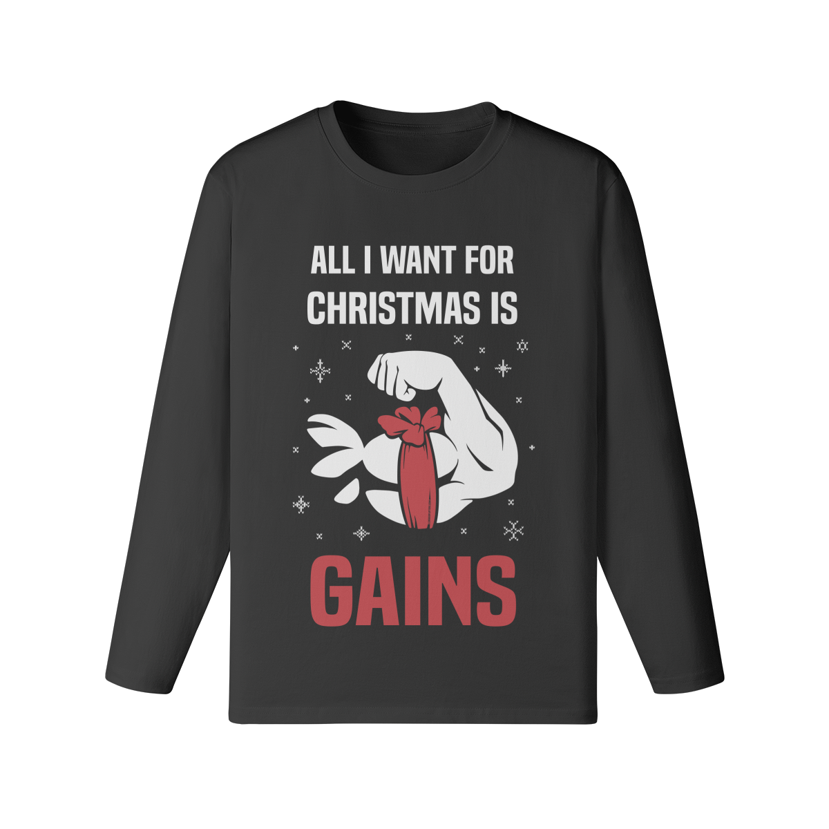 ALL I WANT FOR CHRISTMAS IS GAINS- Classic Long Sleeve Top-Black-League of Lifters