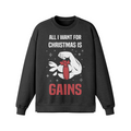 ALL I WANT FOR CHRISTMAS IS GAINS- Oversized Long Sleeve Sweatshirt-Faded Black-League of Lifters