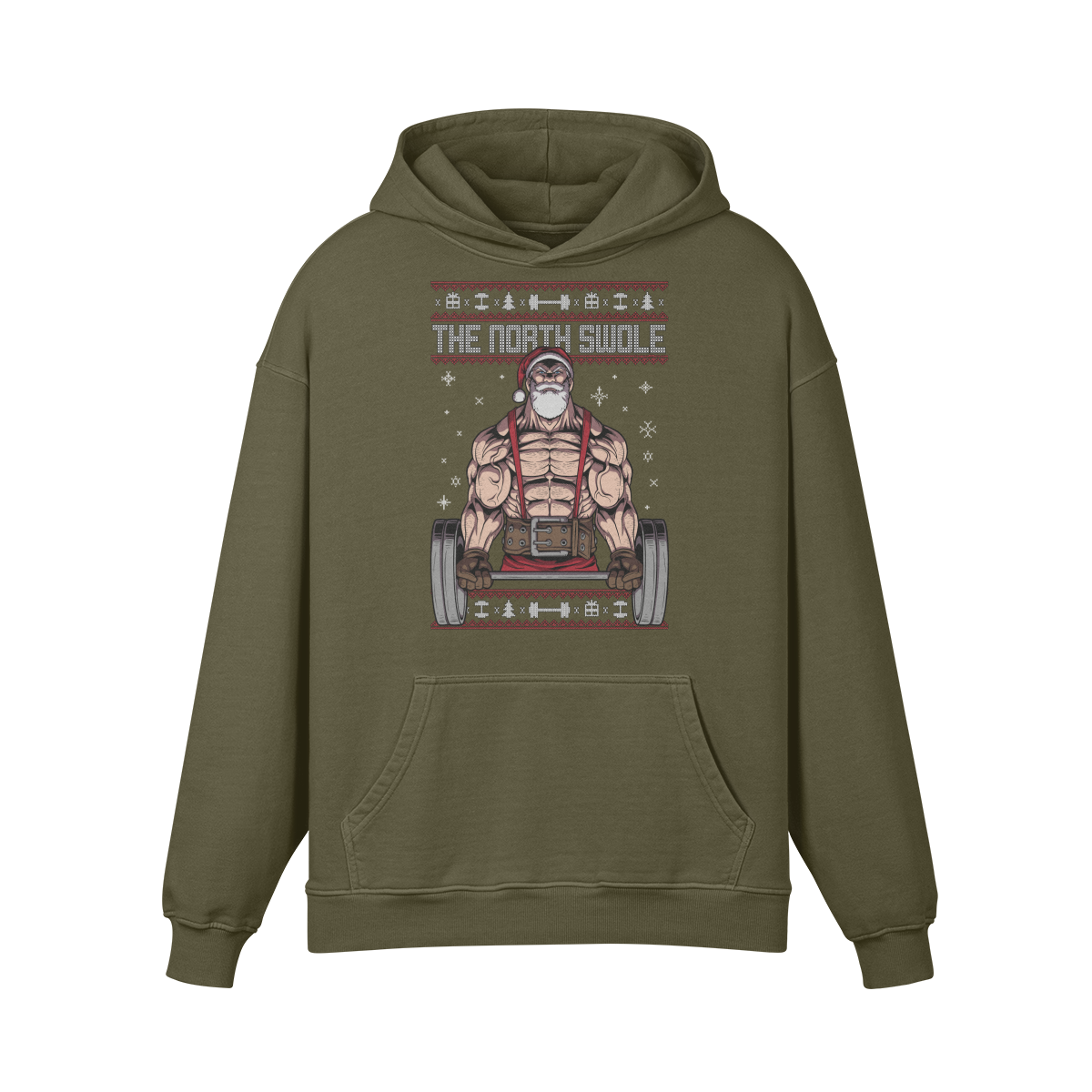 THE NORTH SWOLE- Oversized Hoodie-Olive Green-League of Lifters