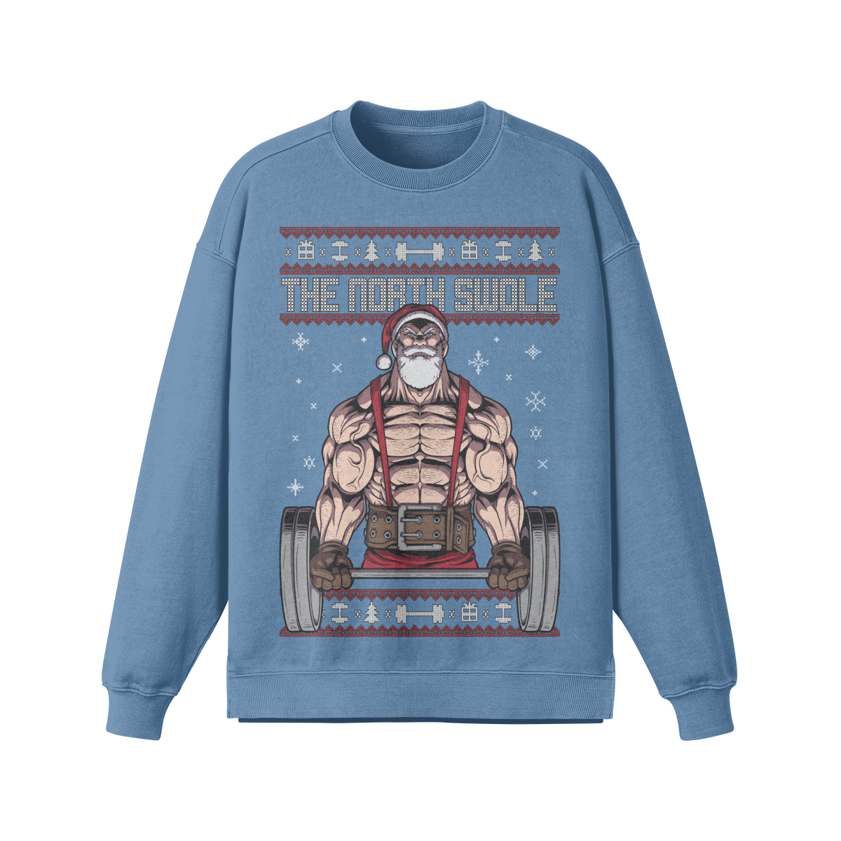 THE NORTH SWOLE- Oversized Long Sleeve Sweatshirt-Slate Blue-League of Lifters