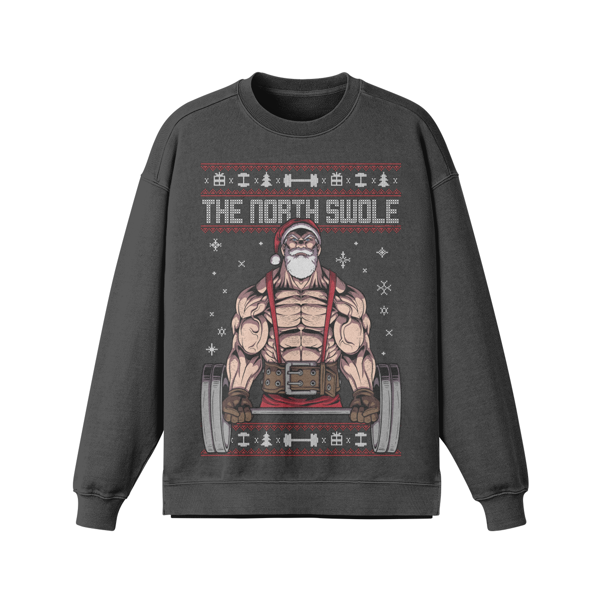 THE NORTH SWOLE- Oversized Long Sleeve Sweatshirt-Eclipse Gray-League of Lifters