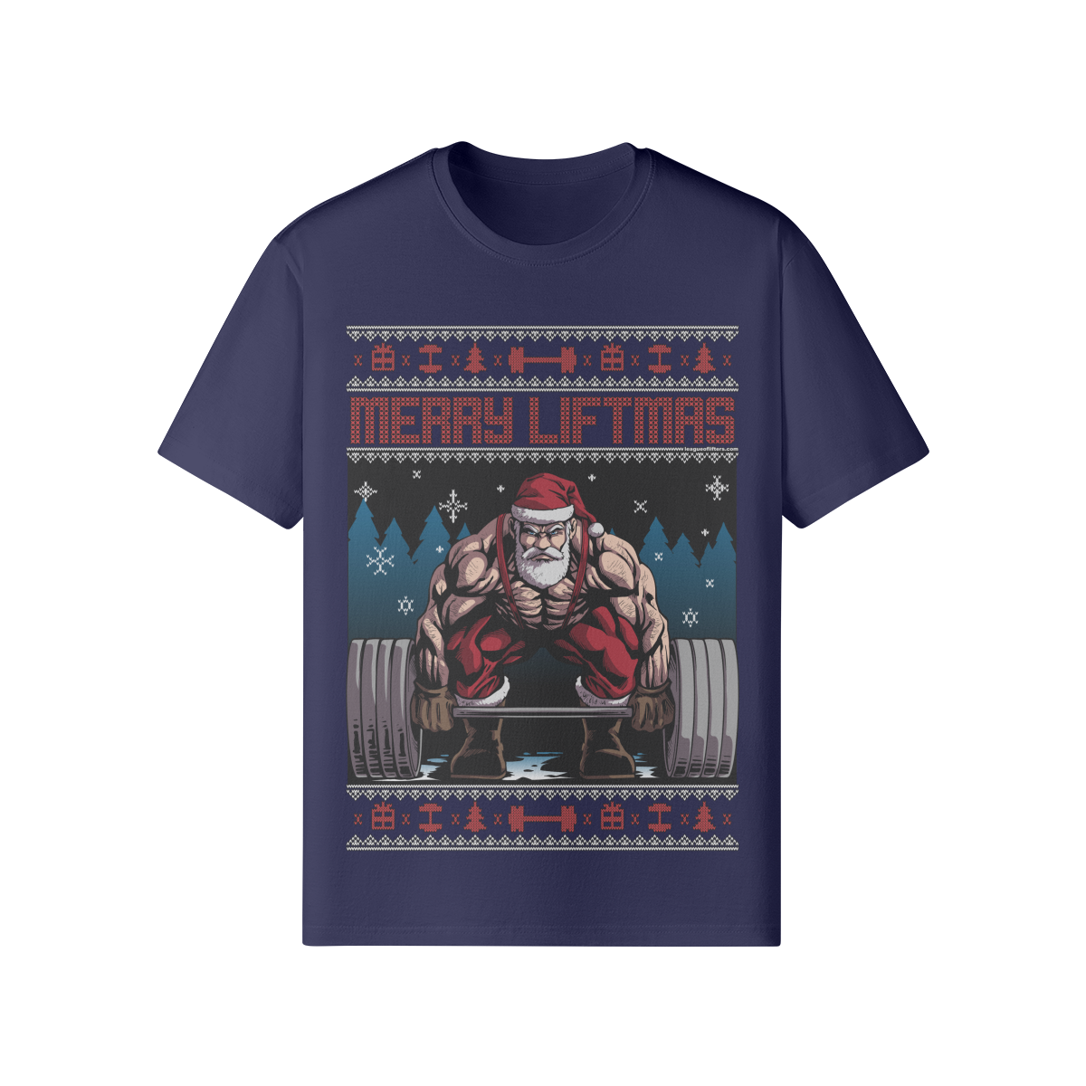 MERRY LIFTMAS- Classic T-Shirt-Dark Navy-League of Lifters