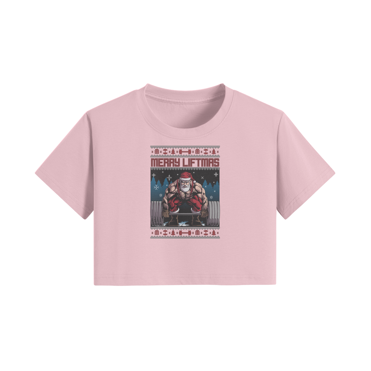 MERRY LIFTMAS- Womens Crop Top-Pink-League of Lifters