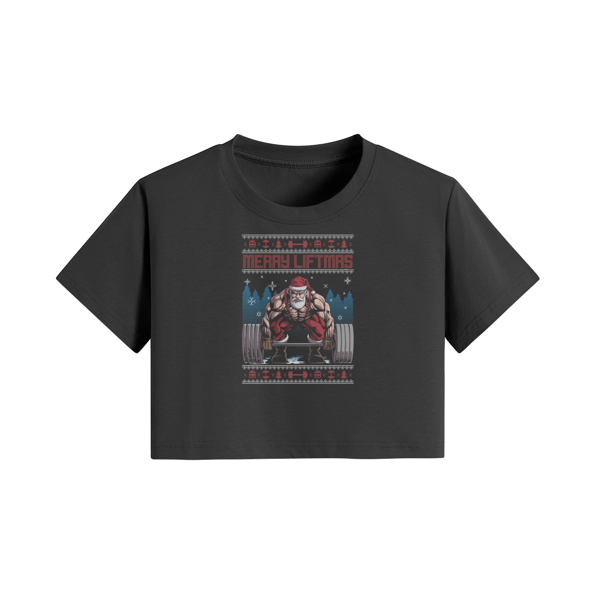 MERRY LIFTMAS- Womens Crop Top-Black-League of Lifters