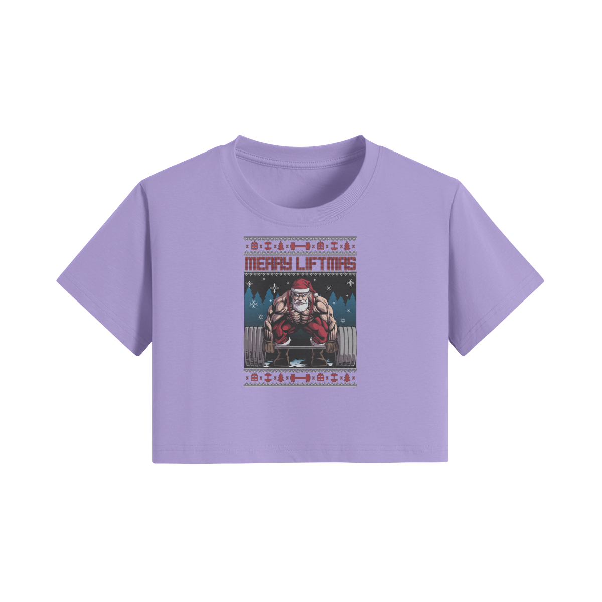 MERRY LIFTMAS- Womens Crop Top-Lavender-League of Lifters
