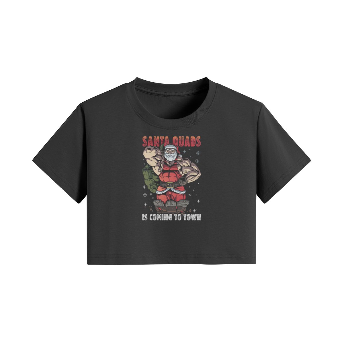 SANTA QUADS IS COMING TO TOWN- Womens Crop Top-Black-League of Lifters