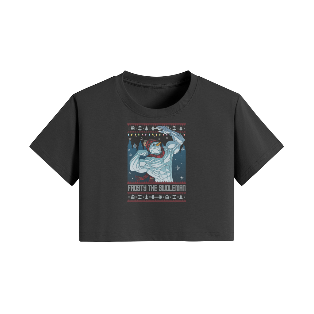 FROSTY THE SWOLEMAN- Womens Crop Top-Black-League of Lifters