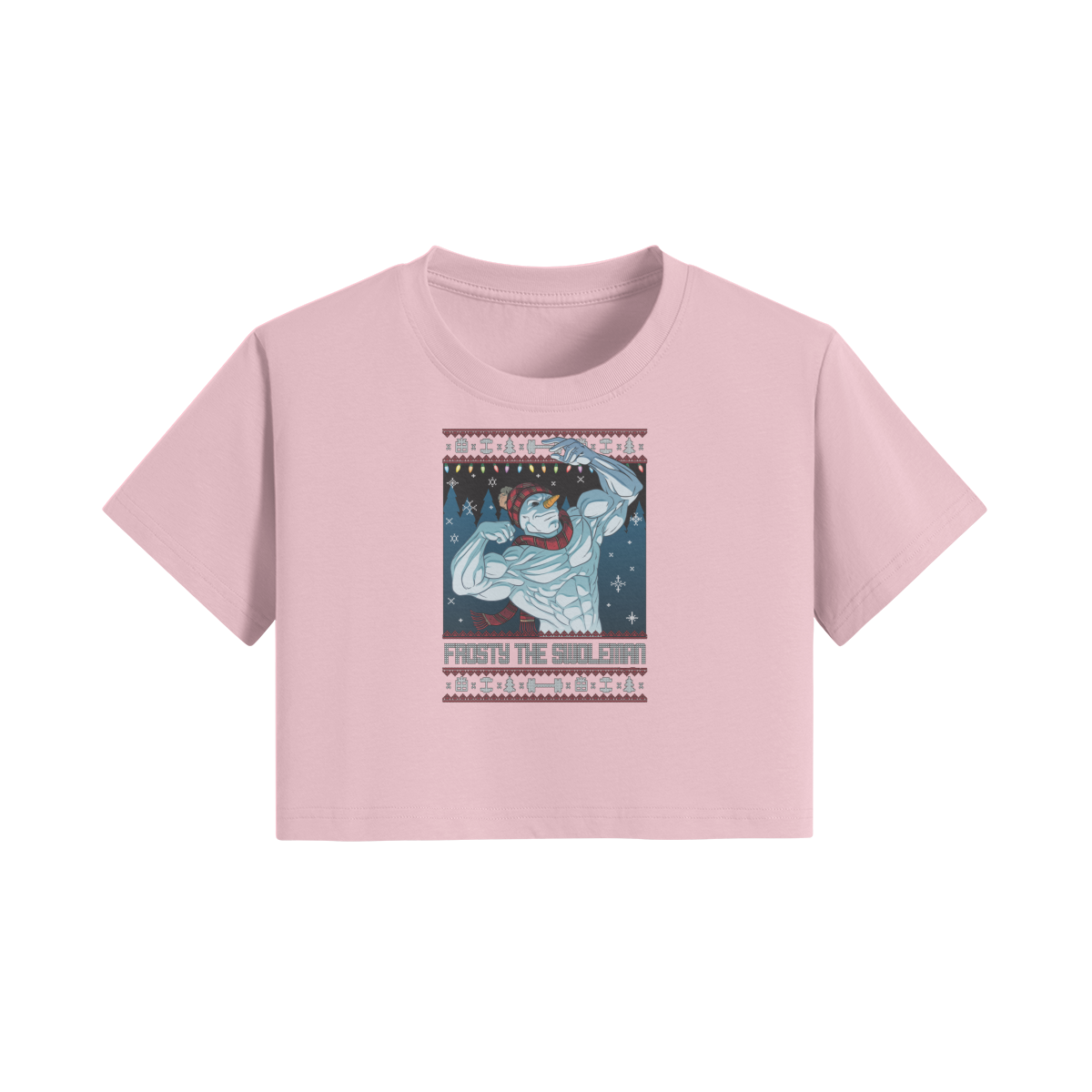 FROSTY THE SWOLEMAN- Womens Crop Top-Pink-League of Lifters