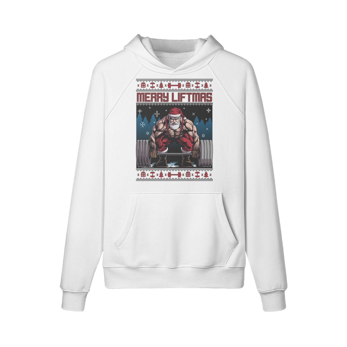 MERRY LIFTMAS- Hoodie-White-League of Lifters