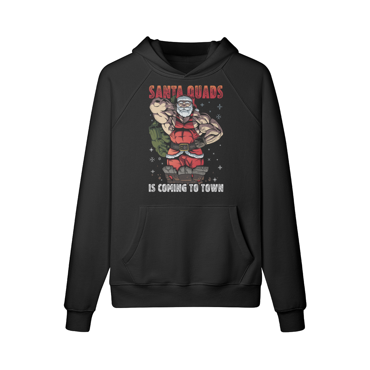 SANTA QUADS IS COMING TO TOWN- Hoodie-Black-League of Lifters