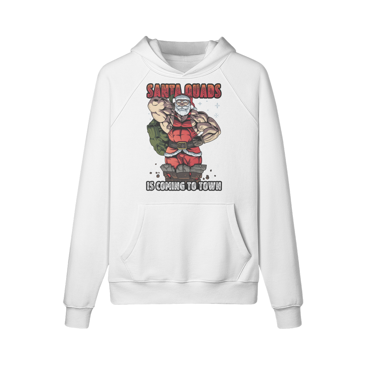 SANTA QUADS IS COMING TO TOWN- Hoodie-White-League of Lifters